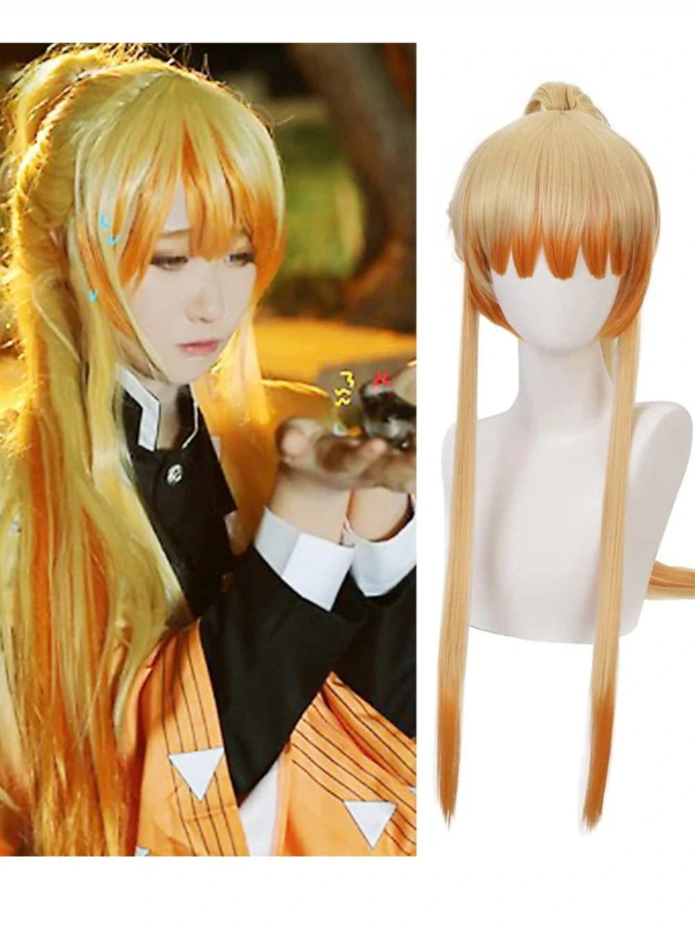NWT Agatsuma Zenitsu Anime Cosplay Ombre Synthetic Wig